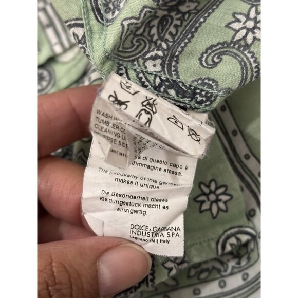 Dolce Gabbana Paisley Bandana Pattern  Long Sleeve Button Up Shirt Size 39 - Picture 9 of 11